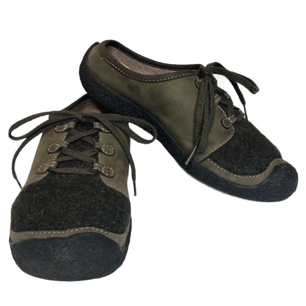 KEEN Cheyenne Leather Wool Lace Up Slip on Mules